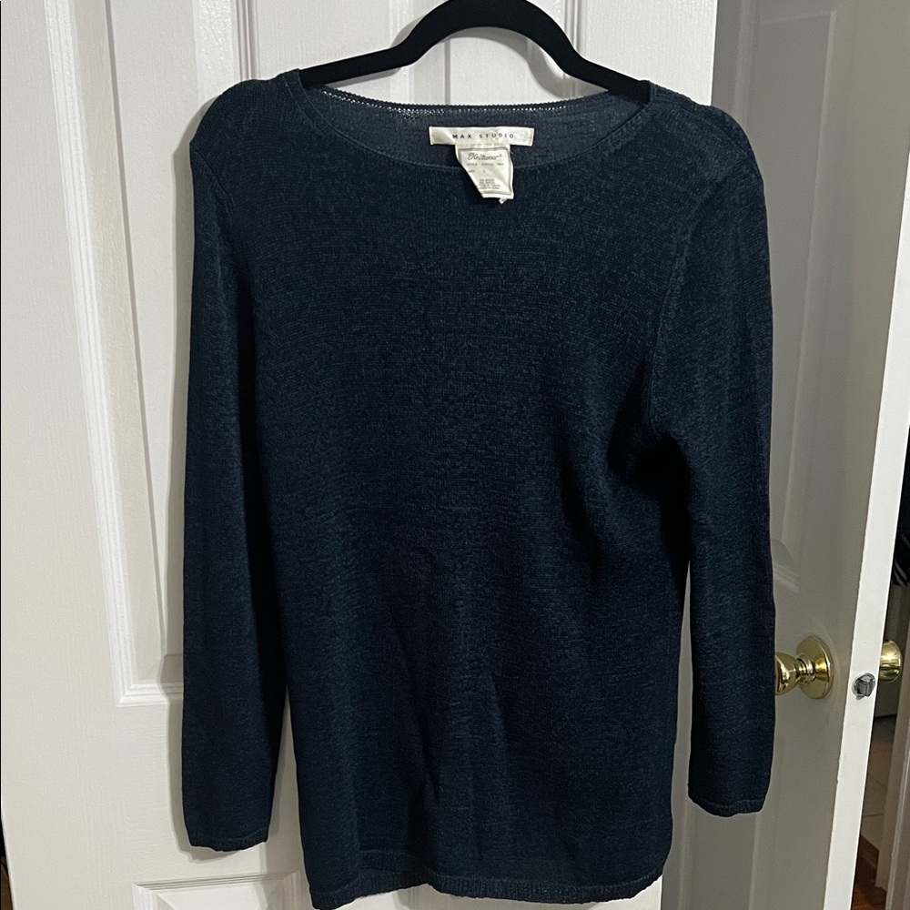 Max Studio Women's Dark Blue Crew Neck Sweater